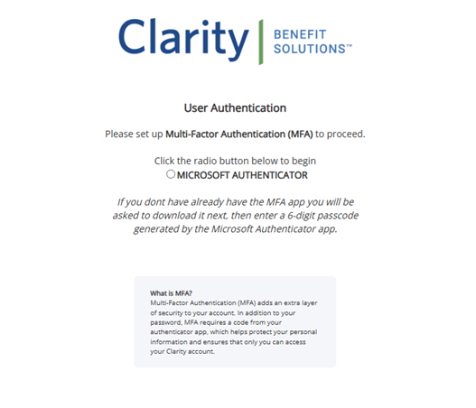 Authenticator selection screen